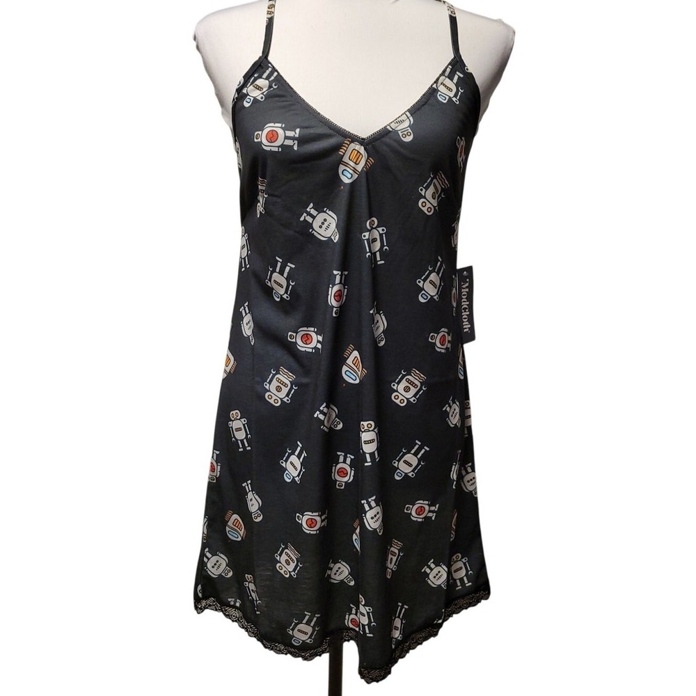 NWT Robot Print Slip Dress Nightgown Womens Size‎ M Whimsey ModCloth Nerdy Geeky